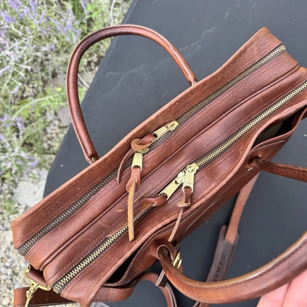 Vtg 2006 Orvis Leather Briefcase with Tag Brown Messenger Bag Computer Traveler